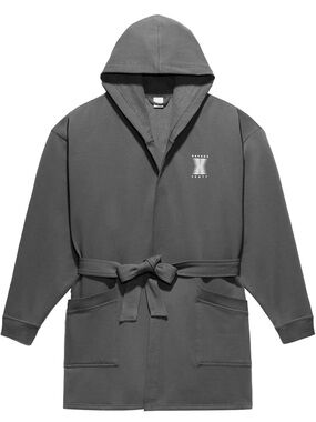 Savage X Fenty Charcoal Hooded Bath Robe with Tie Waist